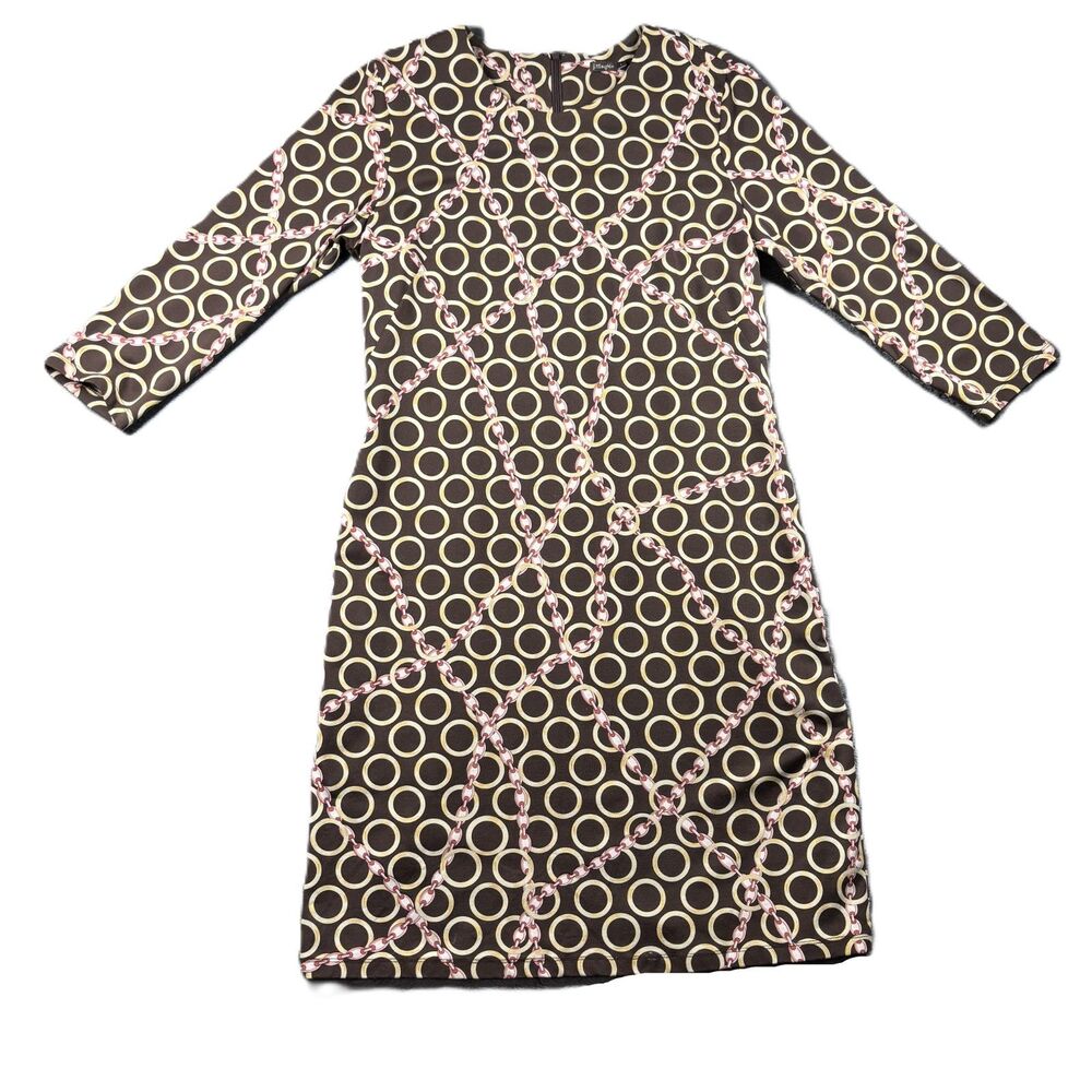 J Mclaughlin Women Sophia Dress Catalina Chain Print Brown Pink Large J123